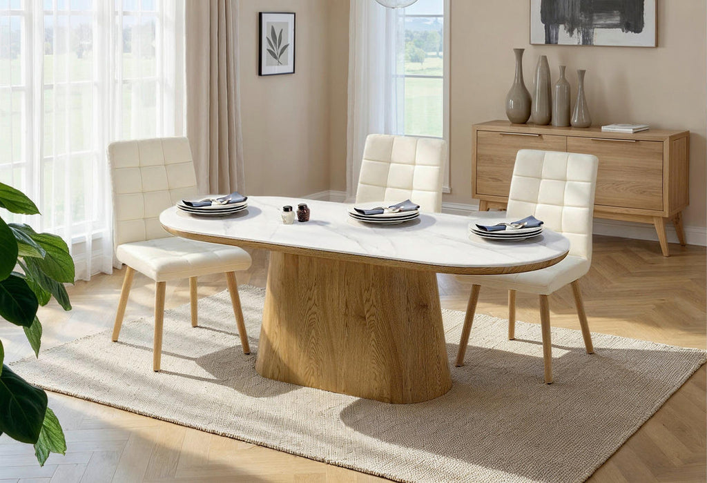 Livetastic ESSTISCH 200/110/75 cm Holz, Keramik, Papier oval Weiß