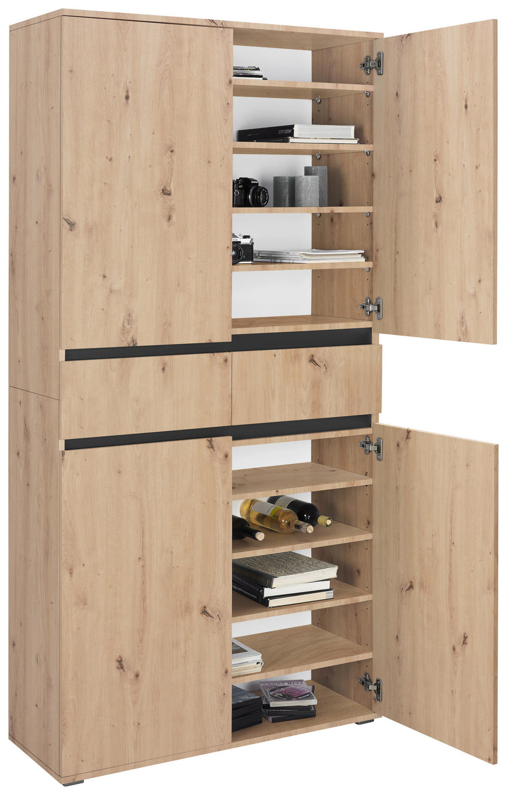 Xora MEHRZWECKSCHRANK 100/200/37 cm, in Anthrazit, Eiche Artisan