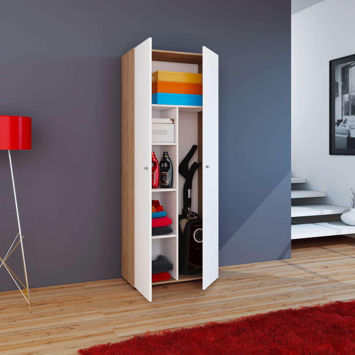 MID.YOU MEHRZWECKSCHRANK 70/178/39 cm, in Weiß, Eichefarben, Sonoma Eiche
