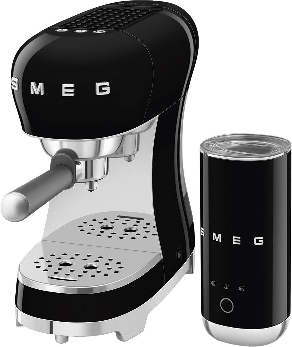 SMEG ECF12BLEU Schwarz + Milchaufschäumer