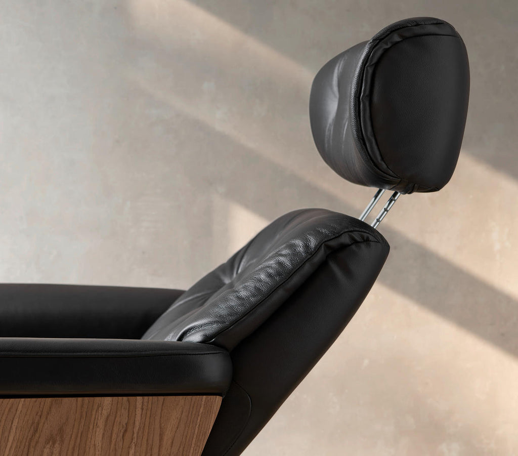 Xora RELAXSESSELSET Lederlook Kombination Echtleder/Lederlook Hocker, Kopfteilverstellung
