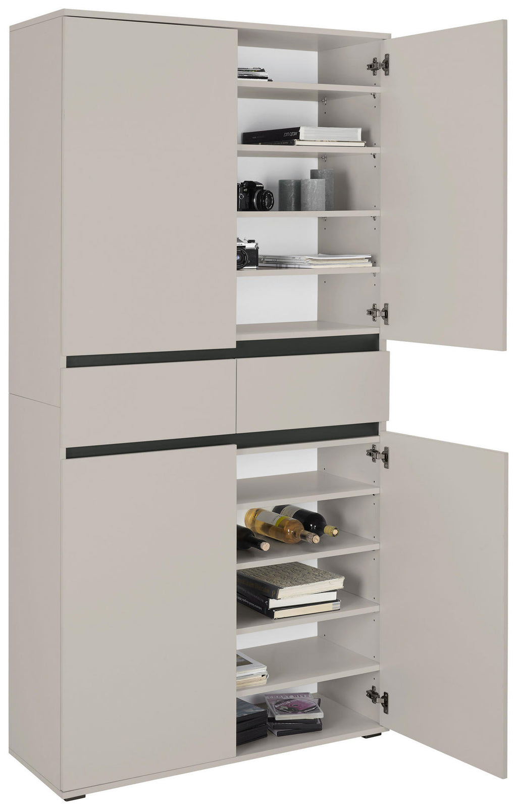 Xora MEHRZWECKSCHRANK 100/200/37 cm, in Anthrazit, Kaschmir