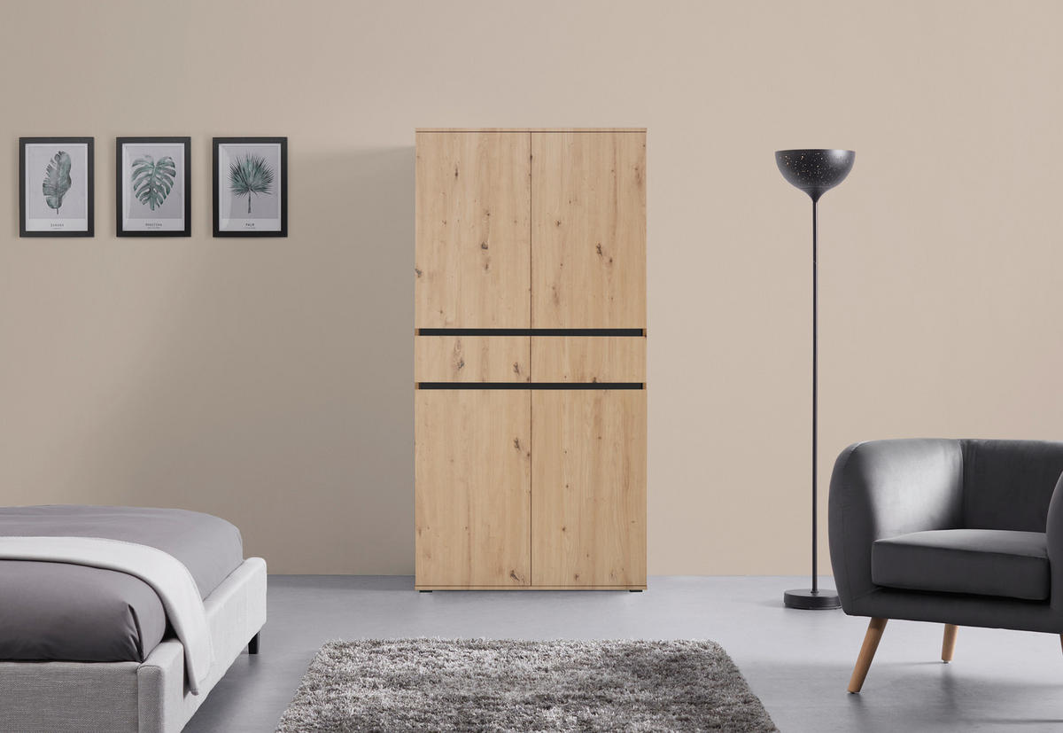 Xora MEHRZWECKSCHRANK 100/200/37 cm, in Anthrazit, Eiche Artisan
