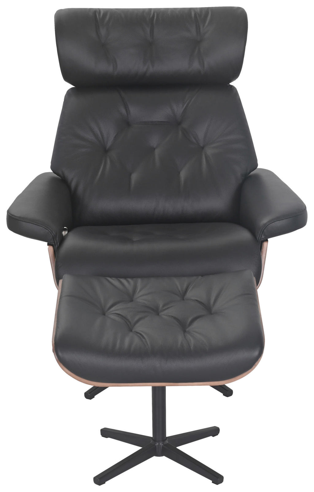 Xora RELAXSESSELSET Lederlook Kombination Echtleder/Lederlook Hocker, Kopfteilverstellung