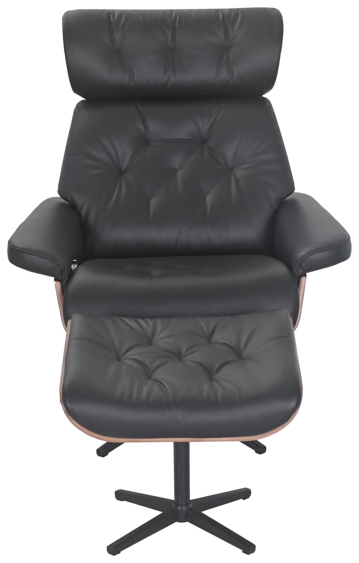 Xora RELAXSESSELSET Lederlook Kombination Echtleder/Lederlook Hocker, Kopfteilverstellung