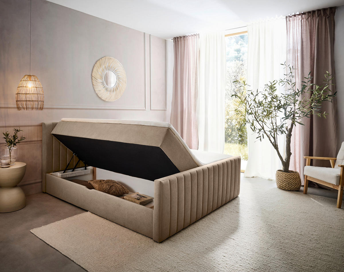 Boxxx BOXBETT 180/200 cm, in Taupe, Bettkasten, Topper, H3 + H3 = fest