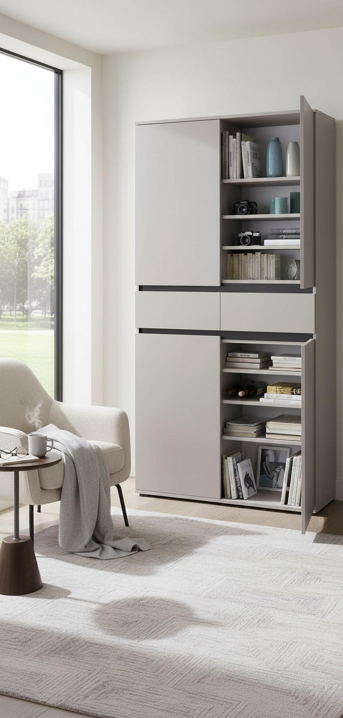 Xora MEHRZWECKSCHRANK 100/200/37 cm, in Anthrazit, Kaschmir