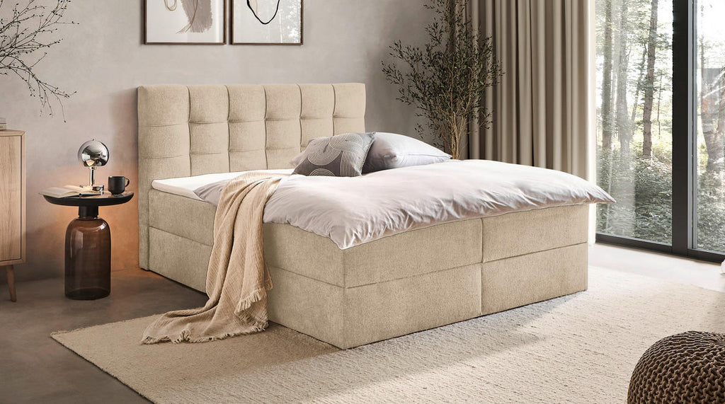 Boxxx BOXBETT 180/200 cm, in Creme, Bettkasten, Topper, H3 + H3 = fest