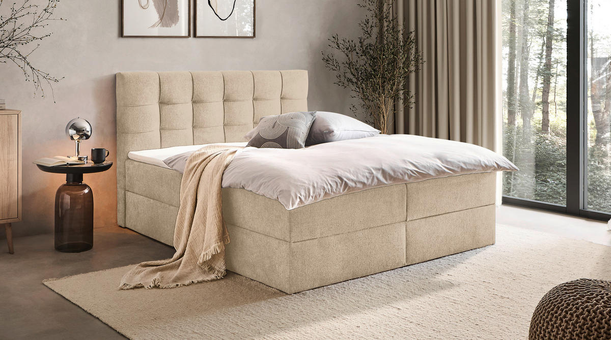 Boxxx BOXBETT 180/200 cm, in Creme, Bettkasten, Topper, H3 + H3 = fest