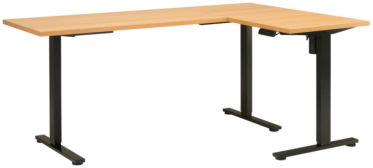 MID.YOU ECKSCHREIBTISCH 180/120/74,5-119 cm Schwarz, Eichefarben elektrisch höhenverstellbar
