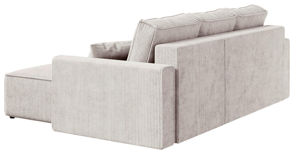 Carryhome ECKSOFA Naturfarben Cord Zierkissen, Rückenkissen, Bettkasten, Schlaffunktion, Rücken echt, Liegefläche im Originalstoff