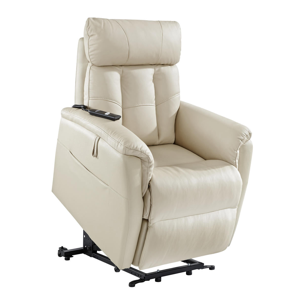 Cantus FERNSEHSESSEL m. Relaxfunktion mit Relaxfunktion, Aufstehhilfe Kombination Echtleder/Lederlook Lederlook Beige Aufstehhilfe