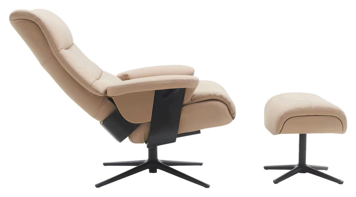 Xora RELAXSESSELSET Lederlook Kombination Echtleder/Lederlook Relaxfunktion, Hocker