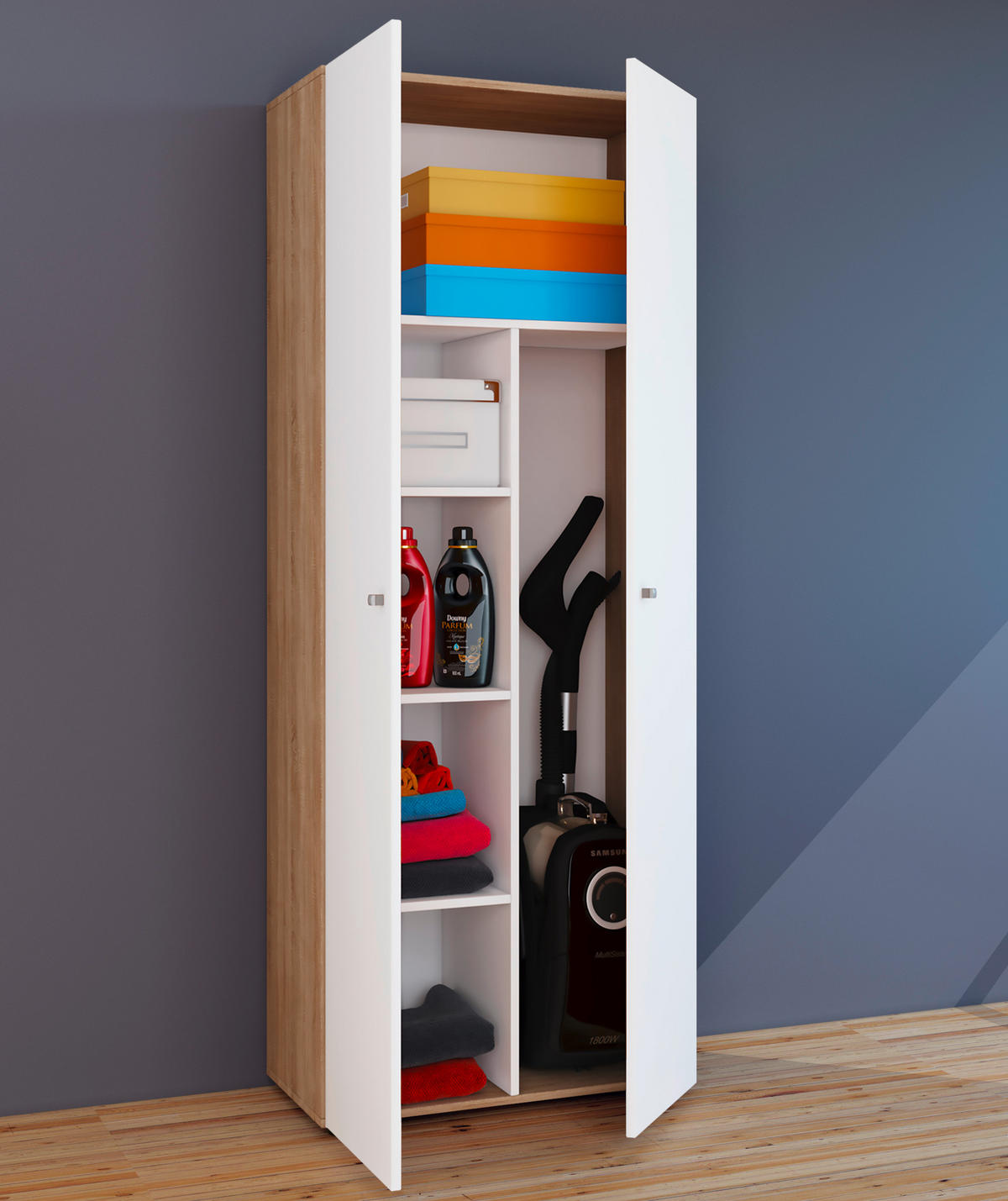 MID.YOU MEHRZWECKSCHRANK 70/178/39 cm, in Weiß, Eichefarben, Sonoma Eiche