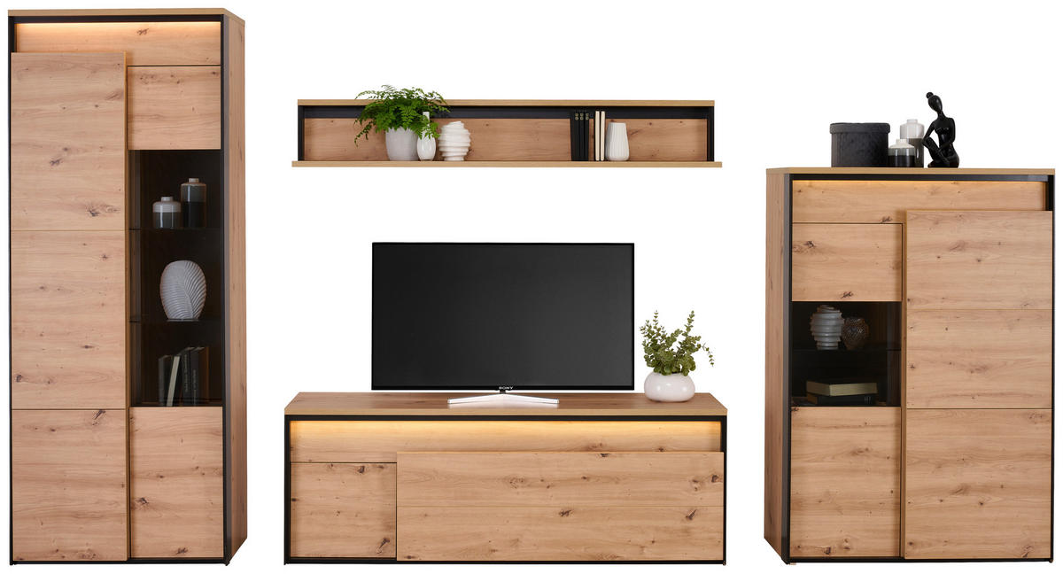 Hom`in VITRINE in Schwarz, Eiche Artisan