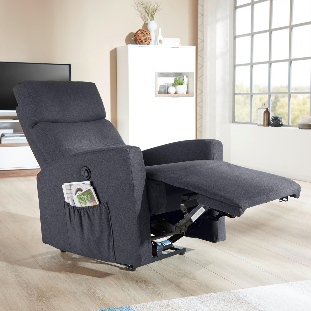 Carryhome FERNSEHSESSEL mit Webstoff Anthrazit Relaxfunktion