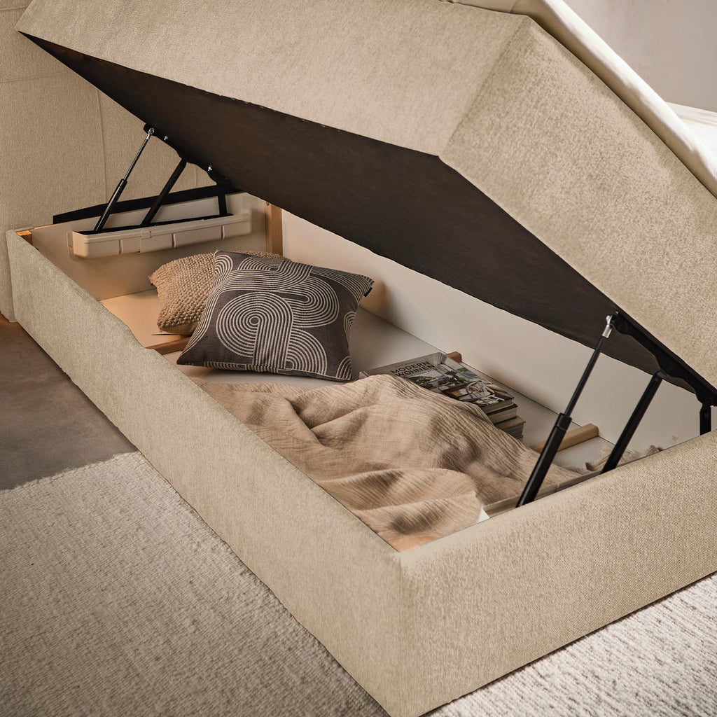 Boxxx BOXBETT 180/200 cm, in Creme, Bettkasten, Topper, H3 + H3 = fest