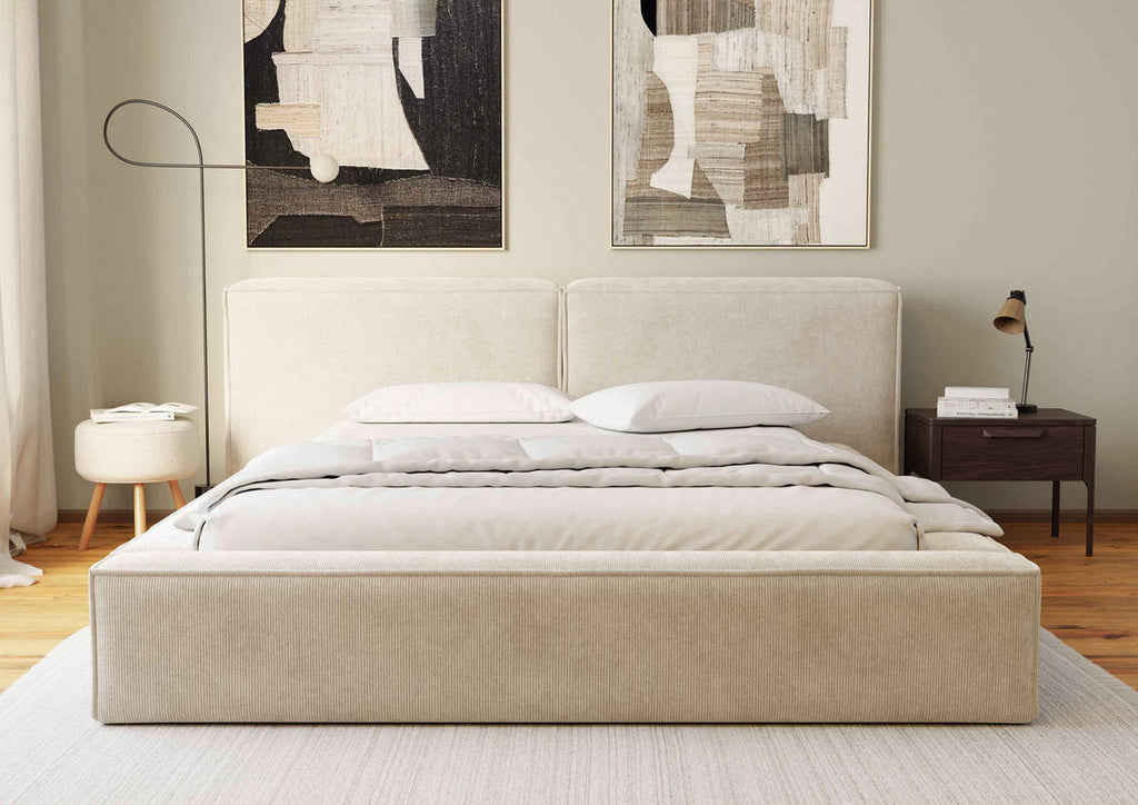 Boxxx POLSTERBETT 200/200 cm, in Beige, Lattenrost, Bettkasten,