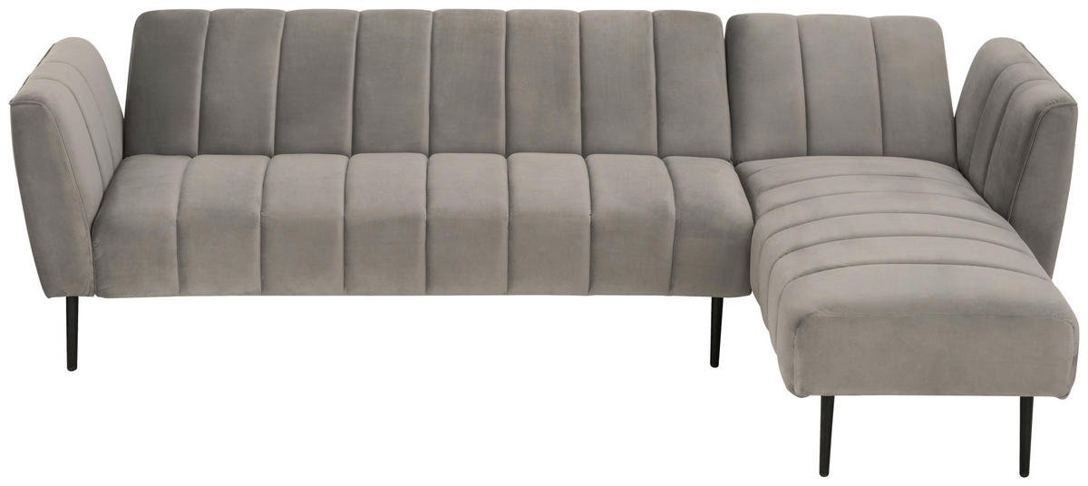P & B ECKSOFA Grau Samt
