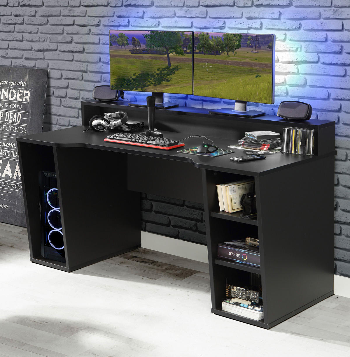 MID.YOU GAMINGTISCH 160/72/91 cm Schwarz