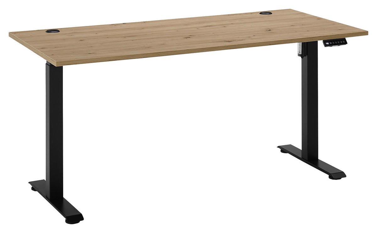 Carryhome SCHREIBTISCH 160/77/72-120 cm Eiche Artisan elektrisch höhenverstellbar