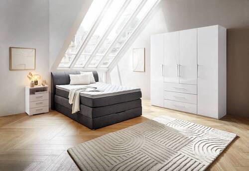 Carryhome BOXSPRINGBETT 140/200 cm, in Anthrazit, Matratze, Bettkasten, Topper, H2 + H3 = mittel + fest