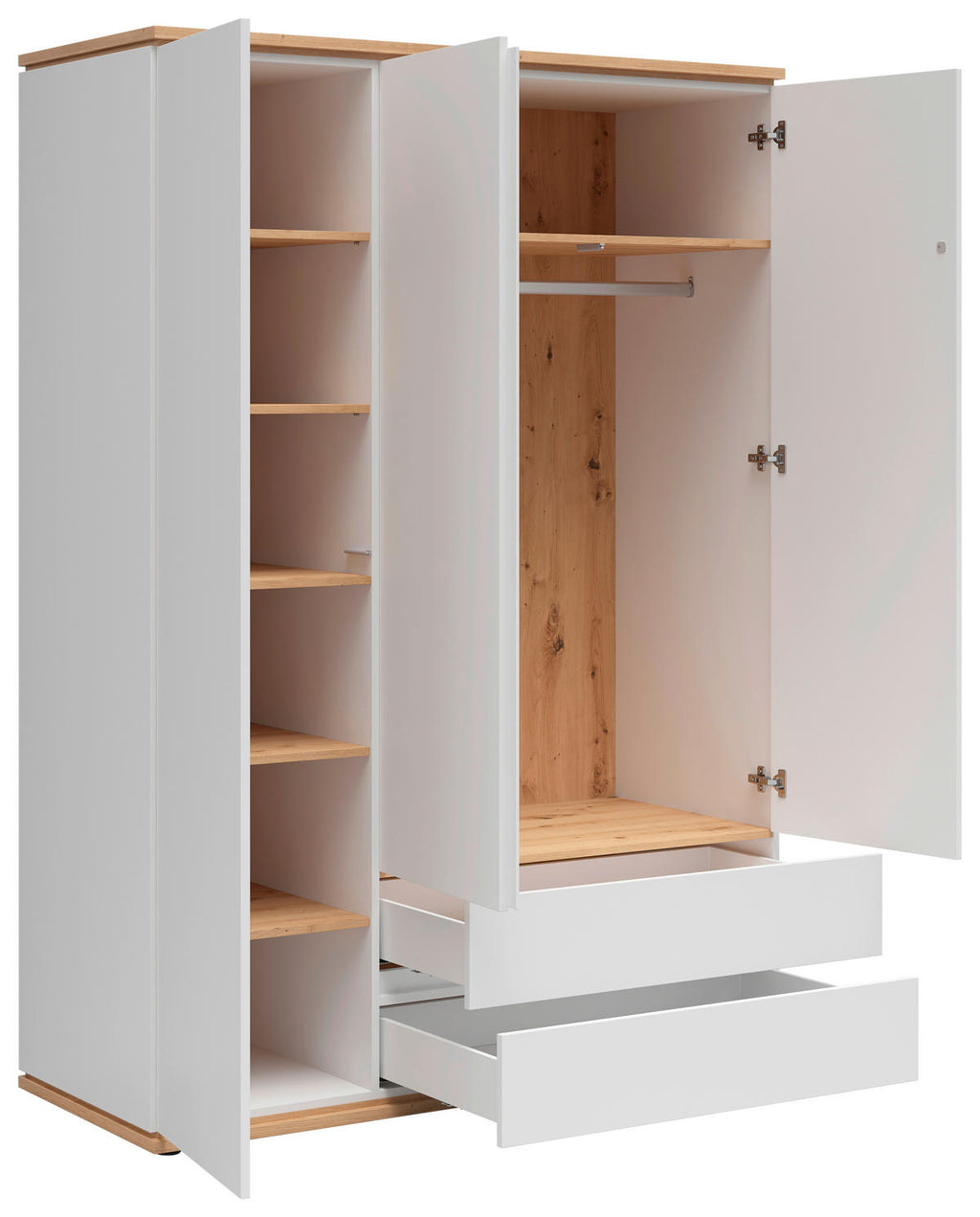 Xora MEHRZWECKSCHRANK 143/201/58 cm, in Weiß, Eiche Artisan