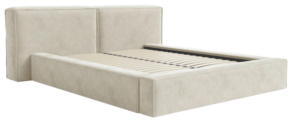 Boxxx POLSTERBETT 200/200 cm, in Beige, Lattenrost, Bettkasten,