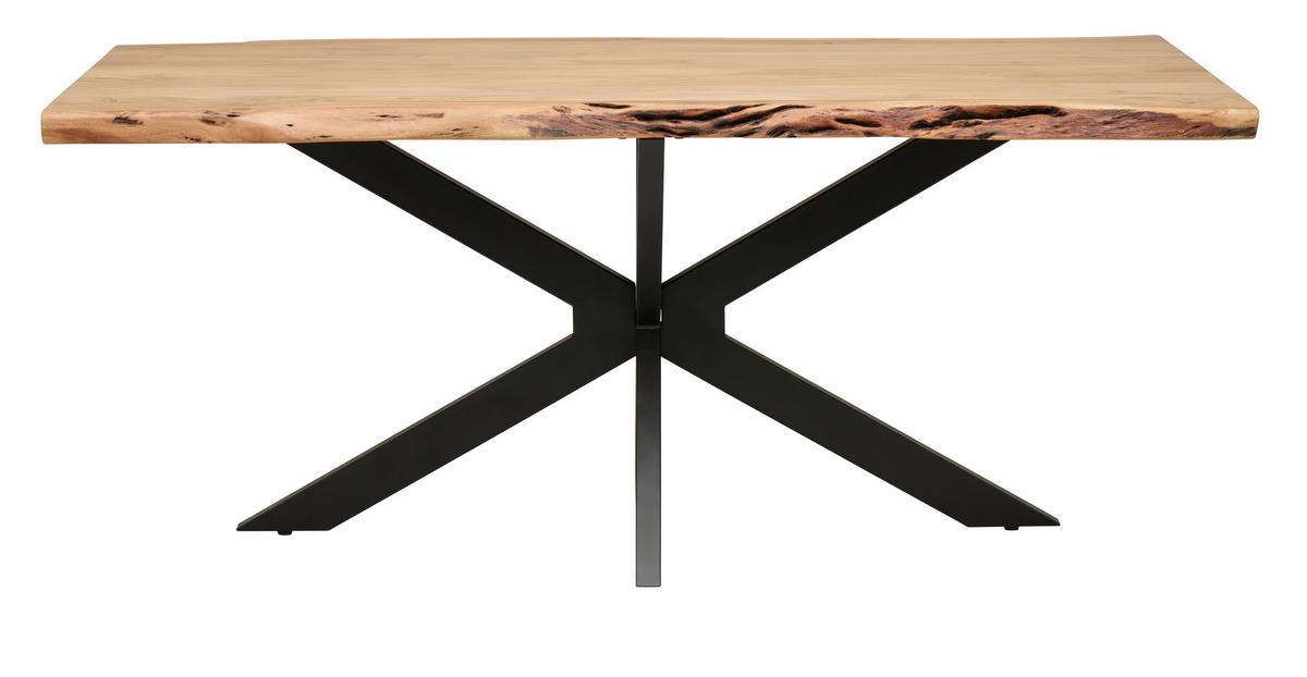 P & B ESSTISCH 180/90/76 cm Echtholz Holz, Metall gastro- und objekttauglich rechteckig Schwarz, Akaziefarben
