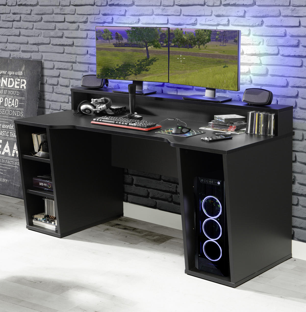 MID.YOU GAMINGTISCH 160/72/91 cm Schwarz