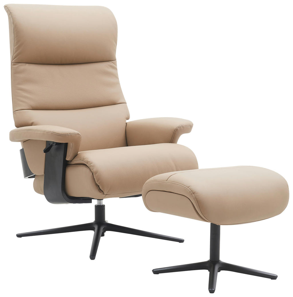 Xora RELAXSESSELSET Lederlook Kombination Echtleder/Lederlook Relaxfunktion, Hocker