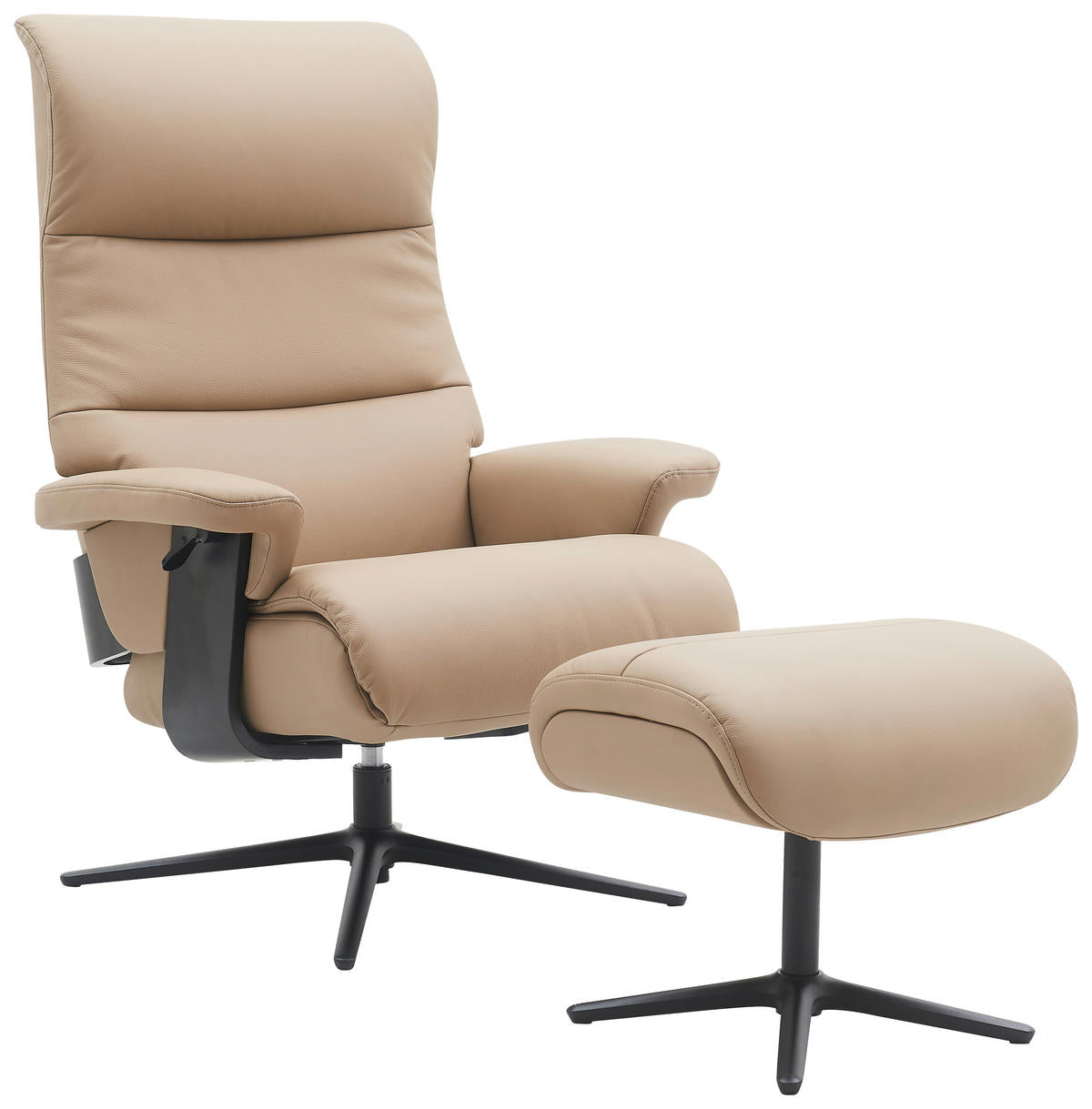 Xora RELAXSESSELSET Lederlook Kombination Echtleder/Lederlook Relaxfunktion, Hocker