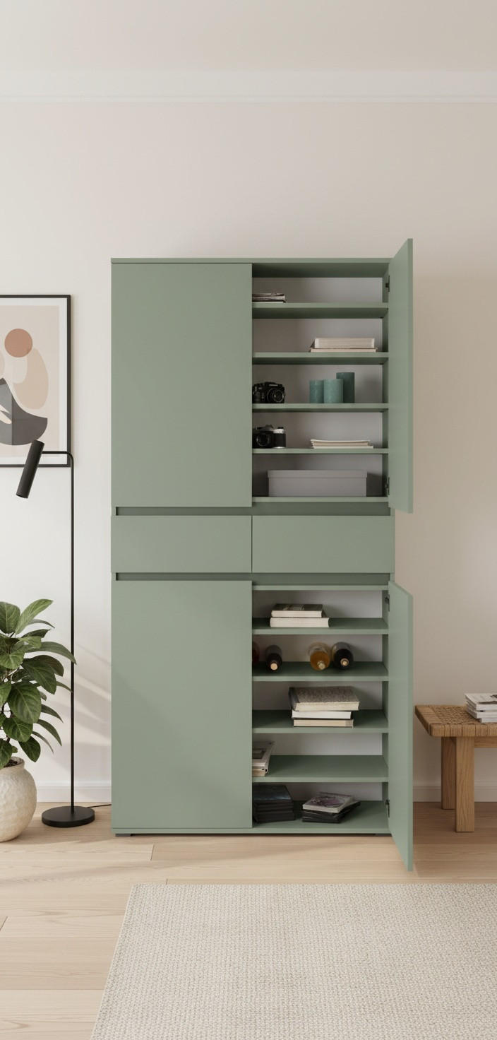 Xora MEHRZWECKSCHRANK 100/200/37 cm, in Salbeigrün
