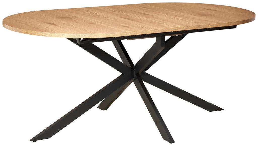MID.YOU ESSTISCH 180-220/100/75 cm Nachbildung Metall, Holzwerkstoff ausziehbar oval Schwarz, Eichefarben