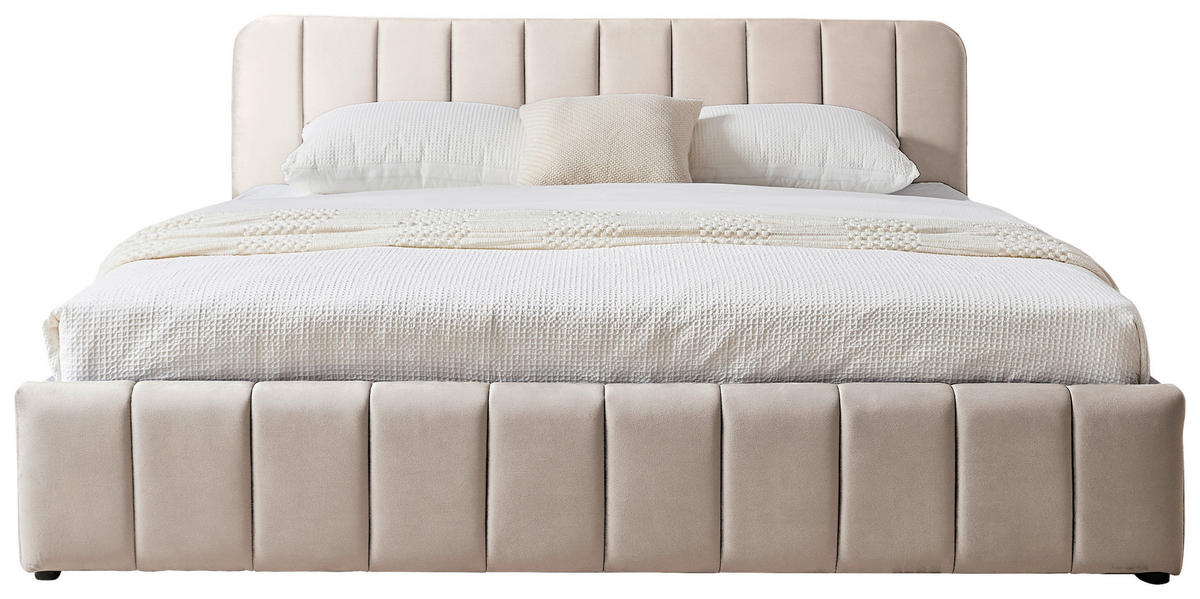 Boxxx POLSTERBETT 180/200 cm, in Beige, gepolstertes Kopfteil, Lattenrost, Bettkasten,
