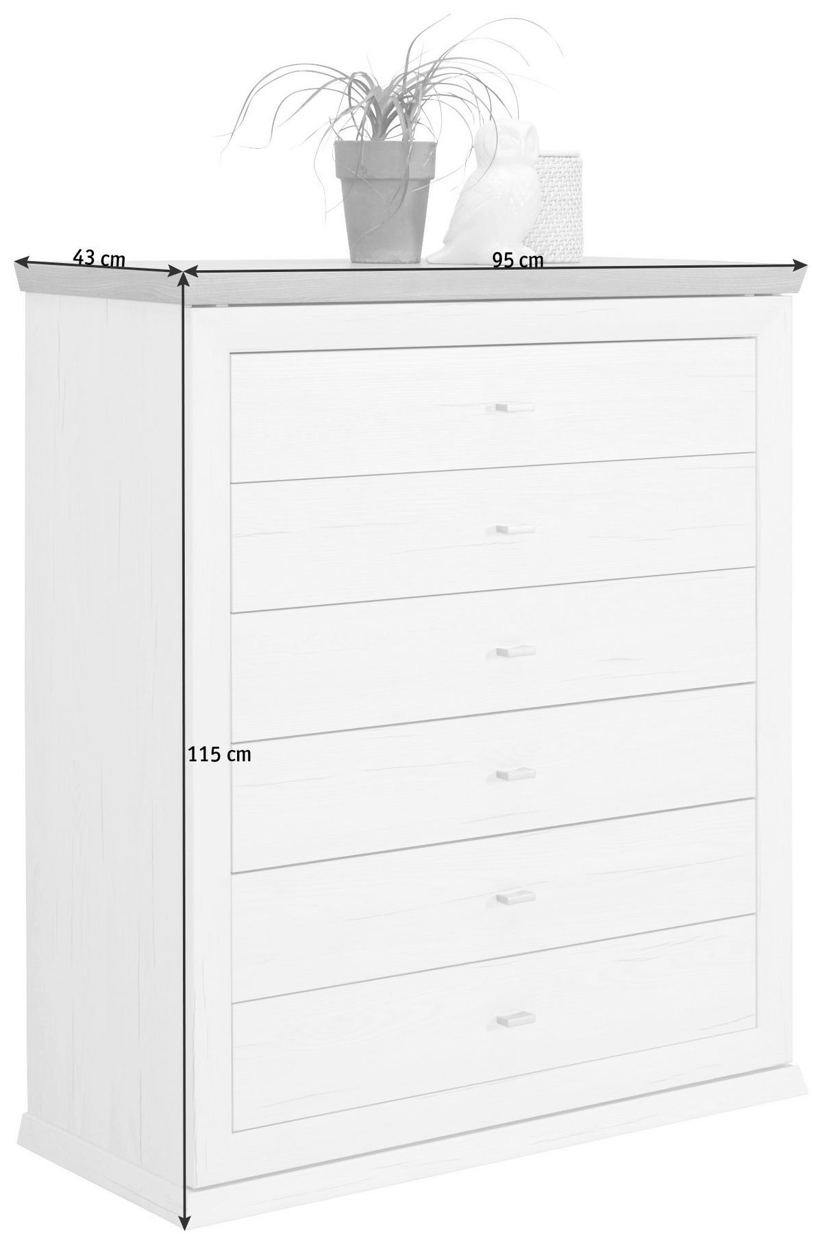 Hom`in KOMMODE , 95/115/43 cm, 6 Schublade(n)