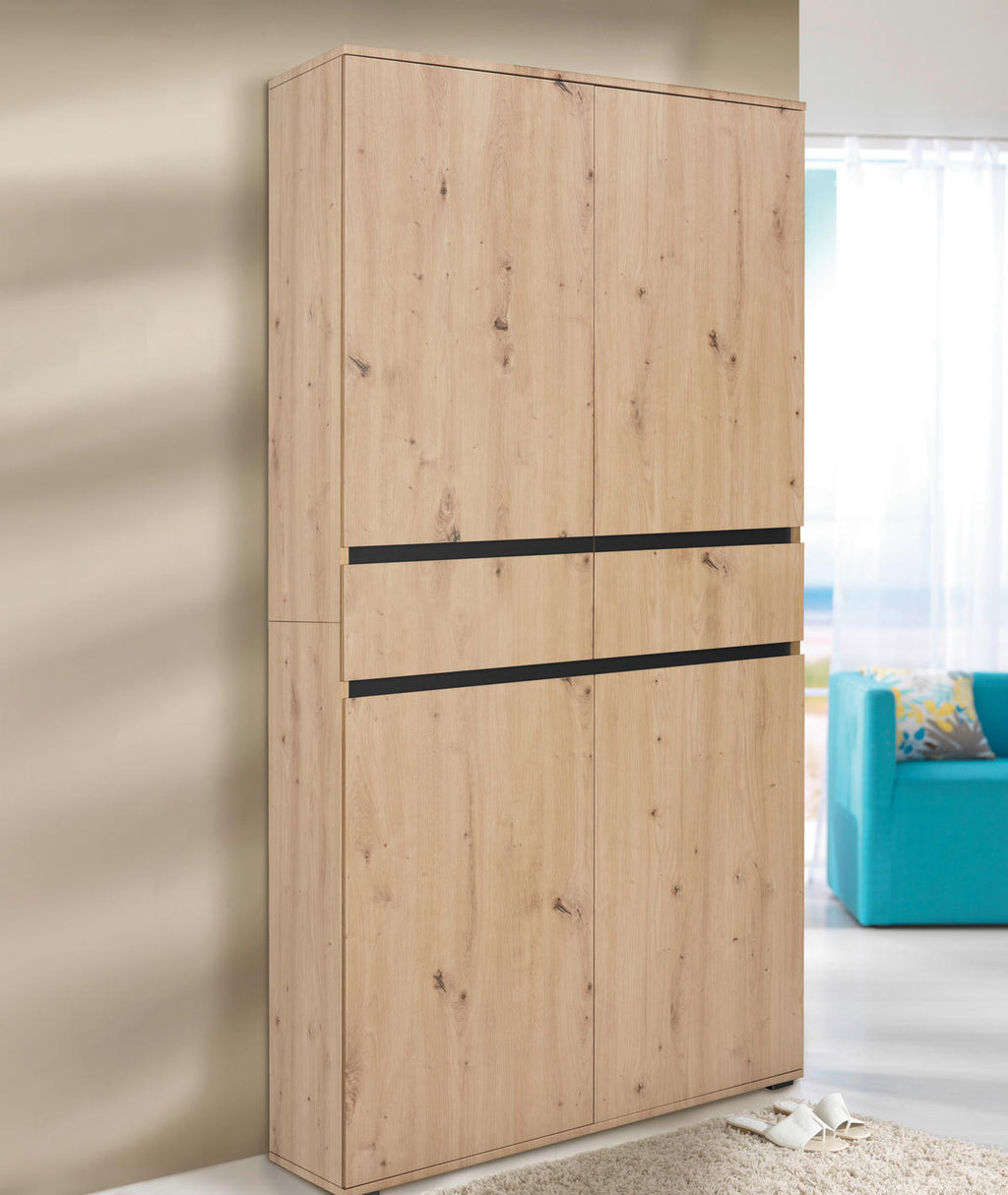 Xora MEHRZWECKSCHRANK 100/200/37 cm, in Anthrazit, Eiche Artisan