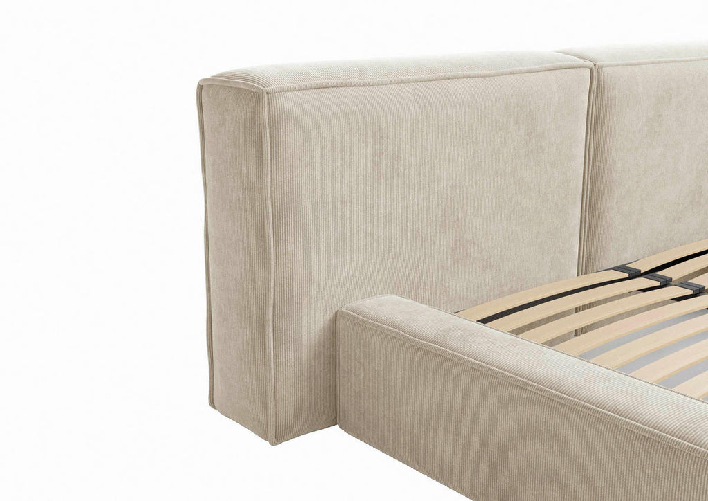 Boxxx POLSTERBETT 200/200 cm, in Beige, Lattenrost, Bettkasten,