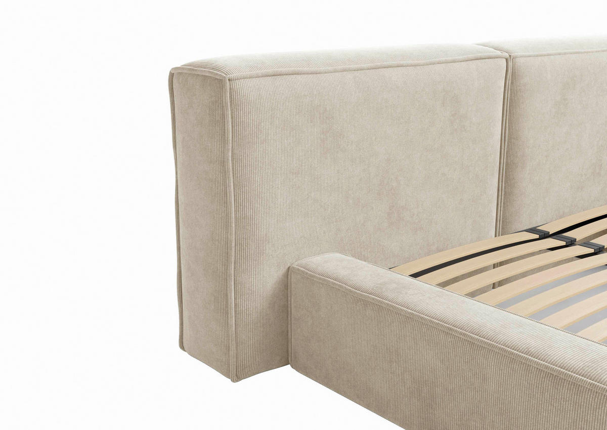 Boxxx POLSTERBETT 200/200 cm, in Beige, Lattenrost, Bettkasten,