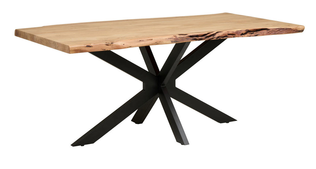 P & B ESSTISCH 180/90/76 cm Echtholz Holz, Metall gastro- und objekttauglich rechteckig Schwarz, Akaziefarben