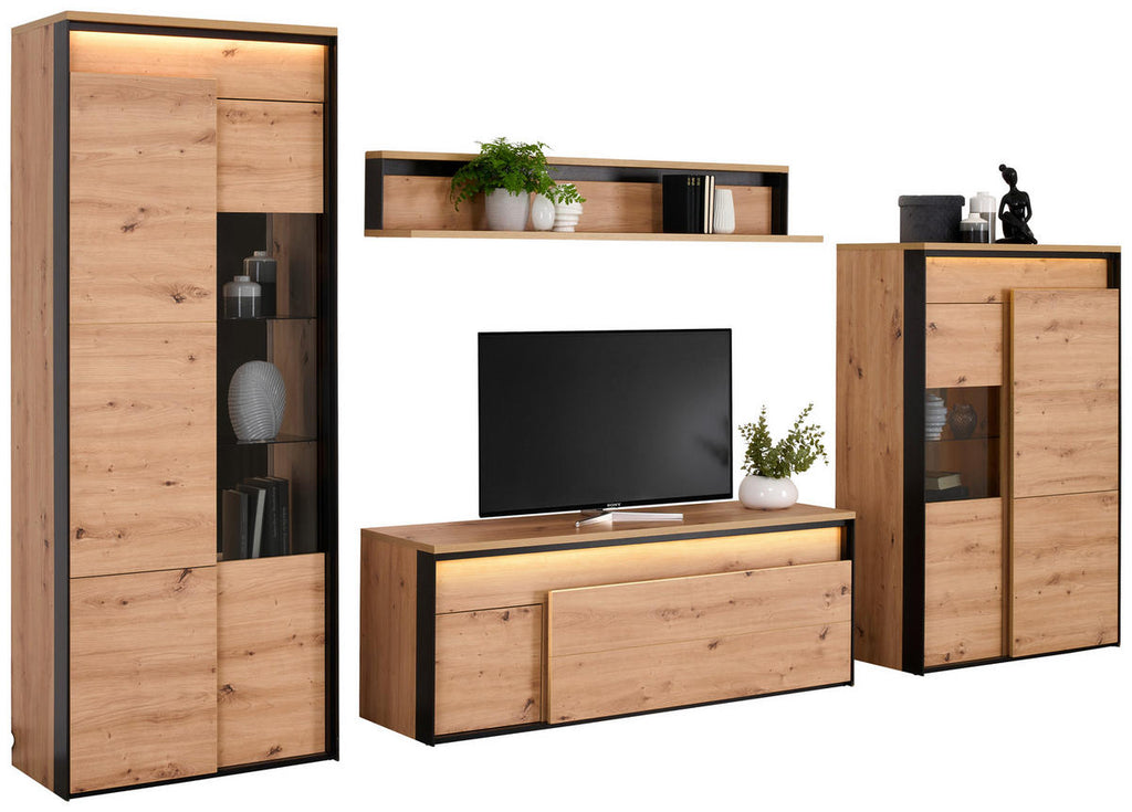 Hom`in VITRINE in Schwarz, Eiche Artisan
