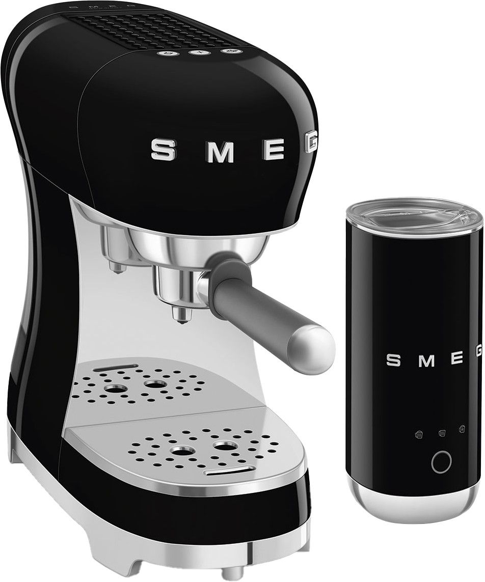 SMEG ECF12BLEU Schwarz + Milchaufschäumer